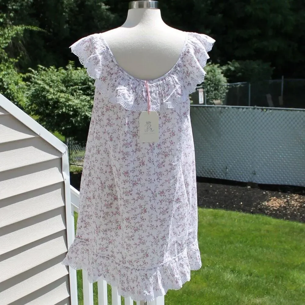 Rachel Ashwell Women's Ditsy Floral Cotton Sweet Babydoll Nightgown Size Medium - Picture 13 of 14
